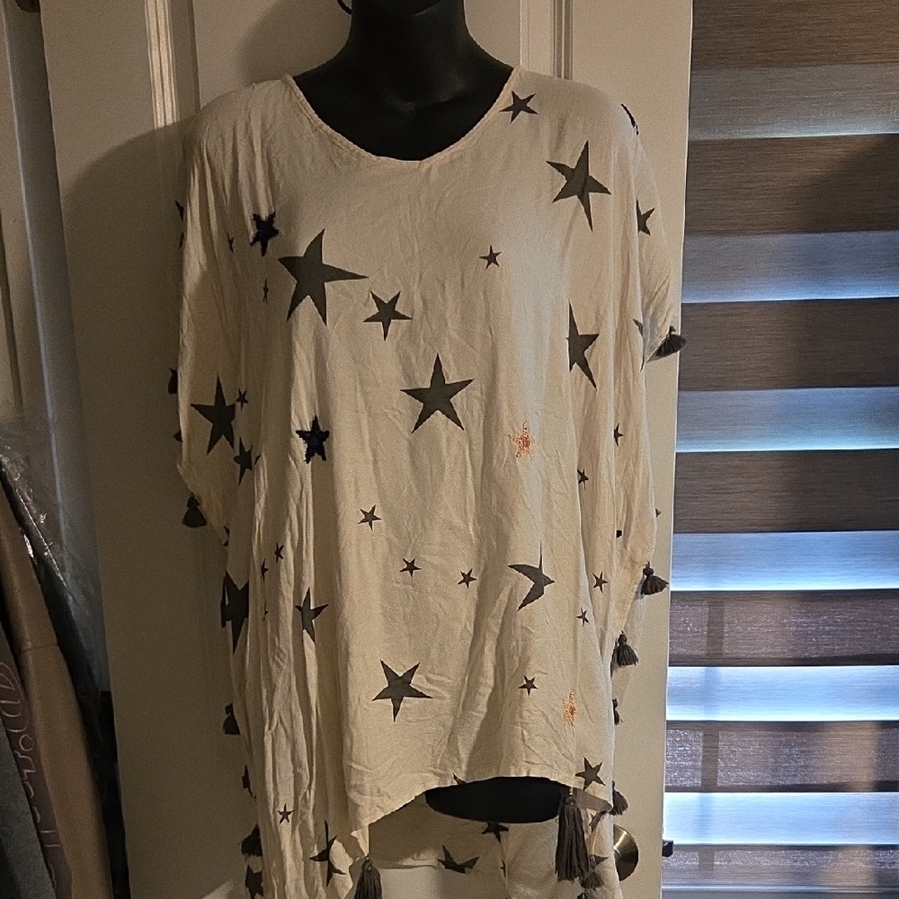 Star Designed Oversized Top/ Cover Up
